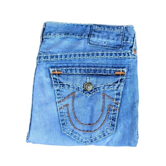 Rare True Religion Jeans Size 40 RICKY FLAP T Orange Stitch - Picture 2 of 13